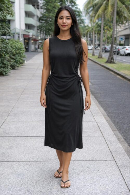 Robe midi noire – Coupe fluide ajustable