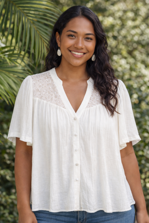 Blouse blanche bohème – douceur & élégance naturelle