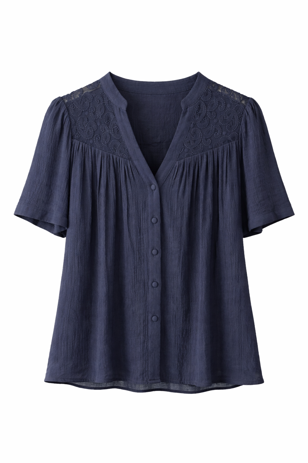 Blouse bleu Marine bohème – douceur & élégance naturelle – Image 2
