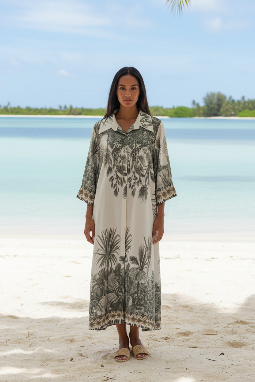 Robe Longue Chemise "Éclat Botanique" – Image 2