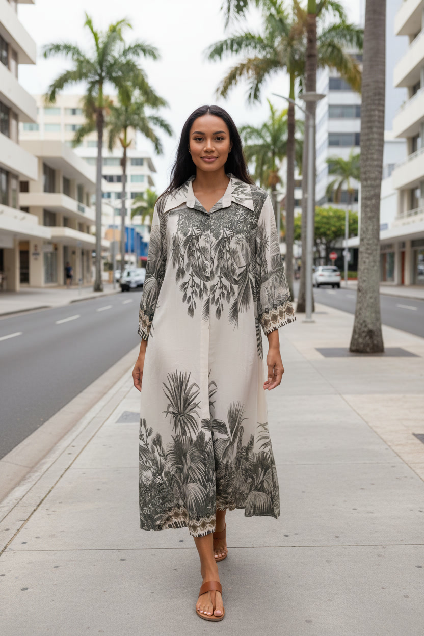 Robe Longue Chemise "Éclat Botanique"