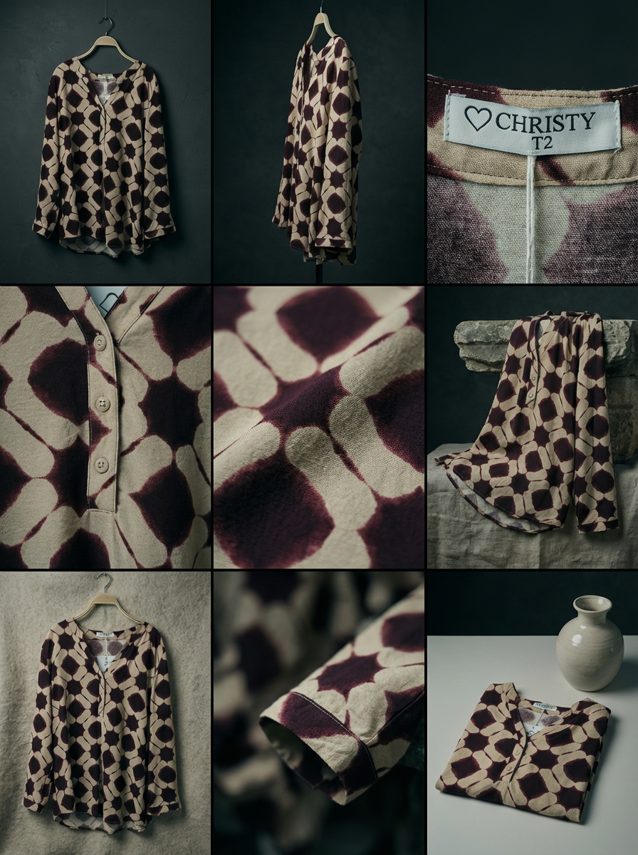 Top Fluide – Imprimé Géométrique Bordeaux – Image 2